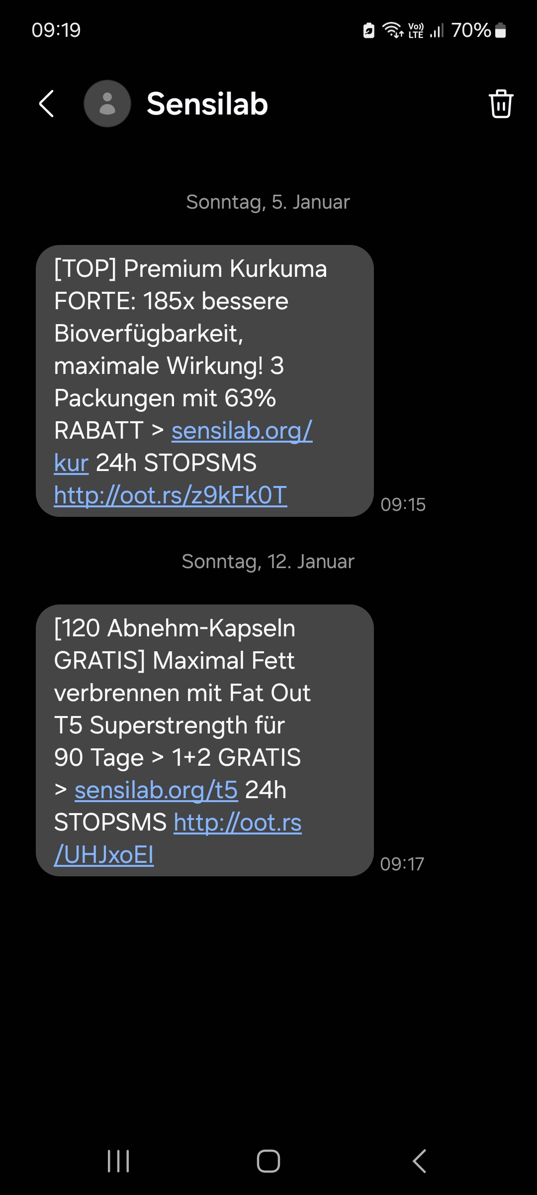 SENSLIB spammt mit SMS